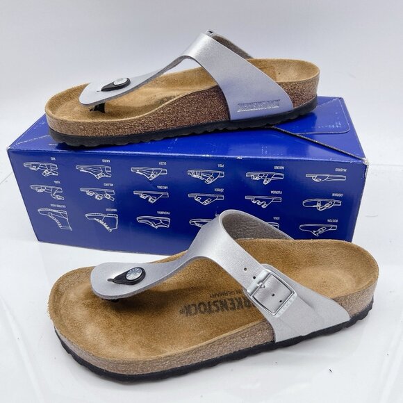 Birkenstock Gizeh Birko-Flor Thong Sandal Silver EU 42 Mens US 9- 9.5/ Wms US 11 - Picture 4 of 13